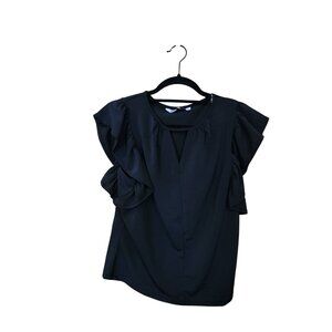 Black Ruffle Sleeve Top Womens XS By SO Goods For Life NWT
